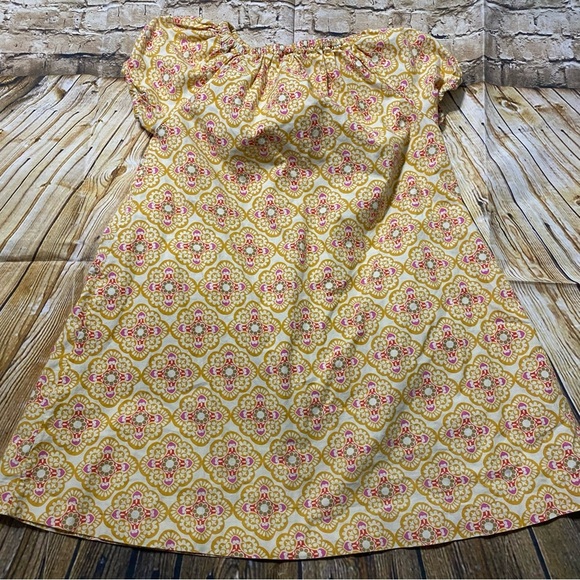 Blue Juniper Yellow Purple Floral Cotton Smocked Pocket Dress Initial K - Picture 4 of 6